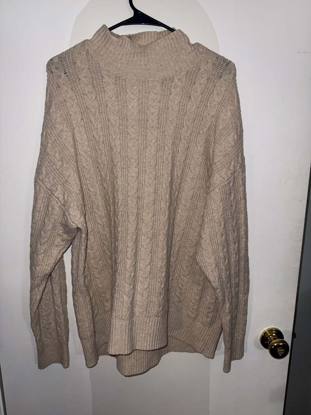 Time and Tru Mock Neck Cable Knit Sweater Beige XXL (20)